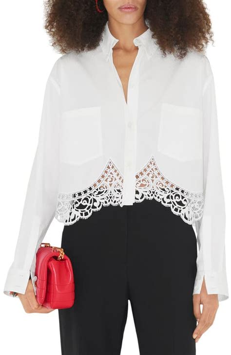 burberry macrame lace|Burberry Macramé Lace Hem Poplin Button.